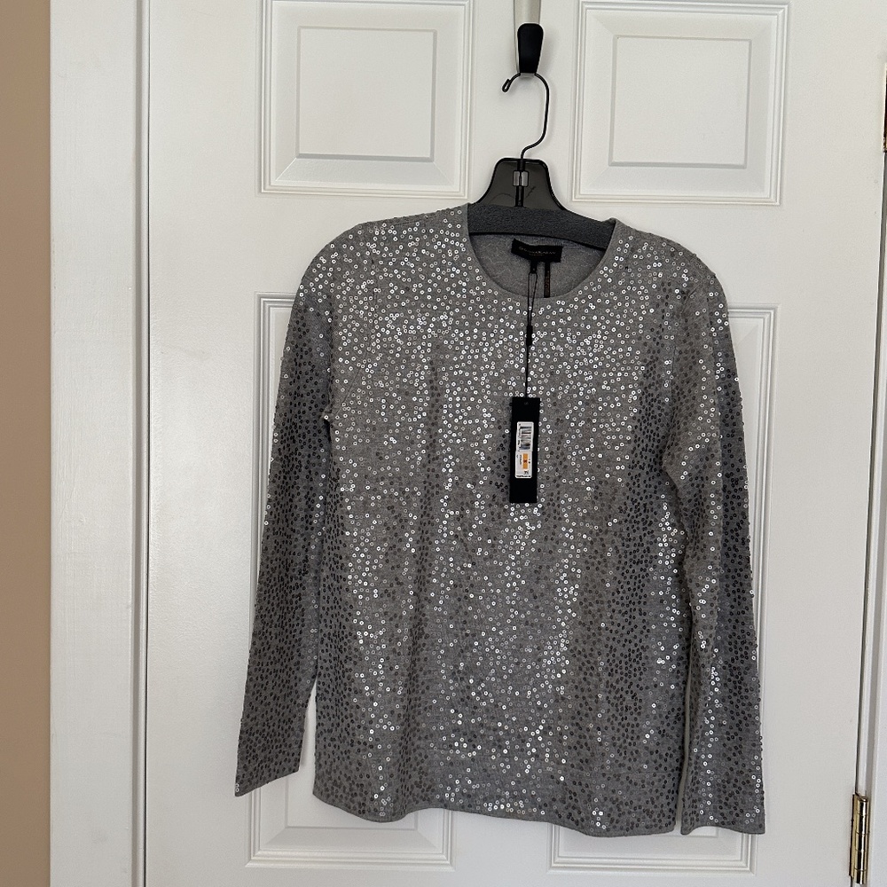 Gorgeous grey sequin long sleeve top NWT